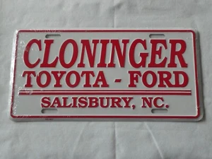 CLONINGER TOYOTA-FORD SALISBURY, NC FULL SIZE METAL BOOSTER LICENSE PLATE SEALED - Picture 1 of 2