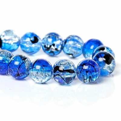Королевский синий оптом 10 мм круглый треск стеклянные бусины G8099 - 20, 50 или 100 шт. - Изображение 1 из 3