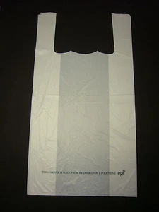 White 100% Bio Degradable ECO Carrier Bag 11" x 17" Pack 500 - Picture 1 of 2