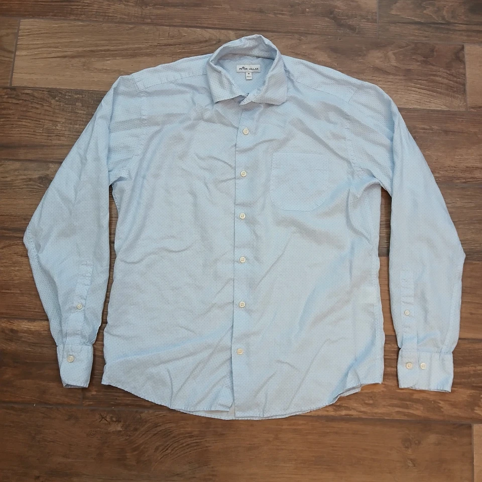 Camisa deportiva Peter Millar para hombre mediana corona azul Tolland Lyocell mezcla de lino Foto 1 de 4