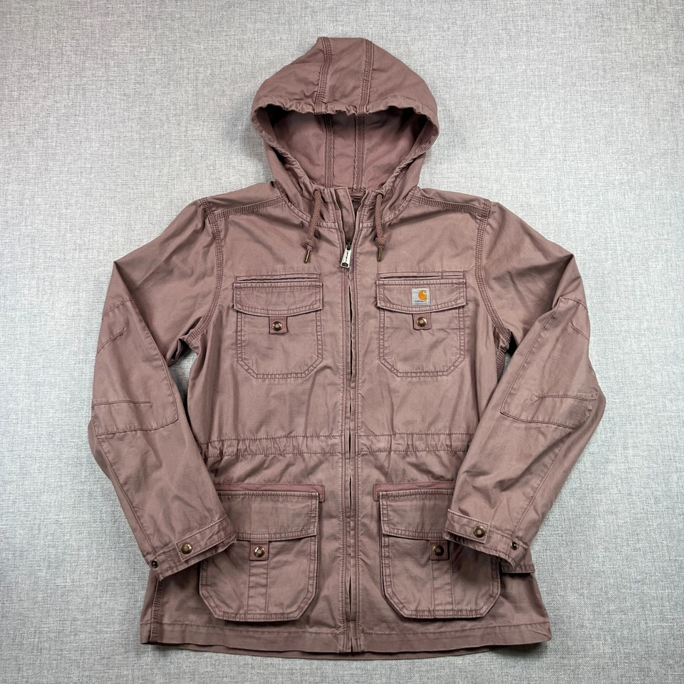 Chaqueta utilitaria Carhartt El Paso Field para mujer pequeña 4/6 rosa malva con capucha cremallera Foto 1 de 4