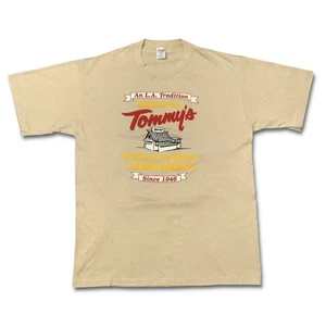 Vintage Jerzees T-Shirt Size Large Beige Tommy's Burgers Promotional Los Angeles - Picture 1 of 13