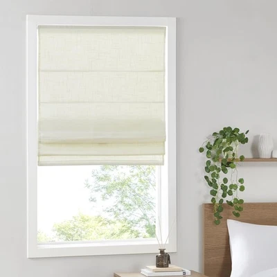 Kyler Cordless Roman Shades - Single Panel, Lightweight Linen Blend Fabric, N... - Image 1 of 4