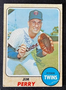 1968 Topps #393 Jim Perry autógrafo, bolígrafo, en muy buen estado + pliegue, automático, GTP, TBC - Imagen 1 de 3