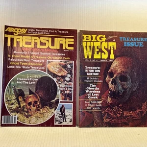 2 Vintage '69-78 Skull On Cover Treasure Hunting Magazines- Big West + Argosy - Picture 1 of 5