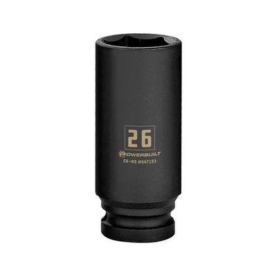 Powerbuilt 1/2 Inch Drive x 26 MM 6 Point Deep Impact Socket - 647193 - Image 1 of 4