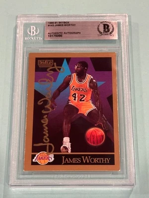 JAMES WORTHY Signed 1990-91 SKYBOX Card #143 Beckett (BAS) - Image 1 of 2