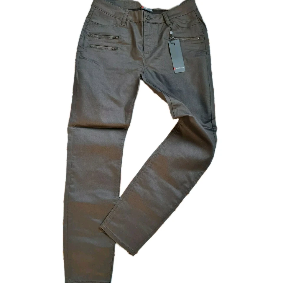 Street One Stretch Hose Grau Khaki York beschichtet 30 er Länge (8 090)