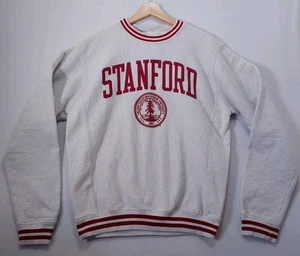 Vintage Stanford Champion Reverse Weave Sweatshirt Size Small Gray Red Stripe  - Afbeelding 1 van 12