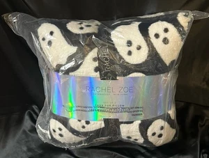 BNIB TK Maxx/Rachel Zoe Black Faux Fur Plush White Ghosts Two Cushions Halloween - Picture 1 of 7