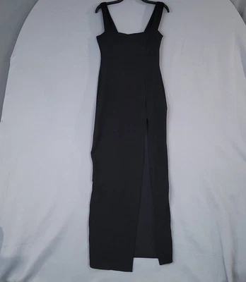 Maxi vestido para mujer Nasty Gal negro talla 10 cuello cuadrado abertura Foto 1 de 4