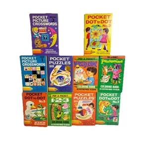 Vintage Lot Of 10 Children’s Play Pocket Puzzle Coloring Dot To Dot Books - Picture 1 of 4