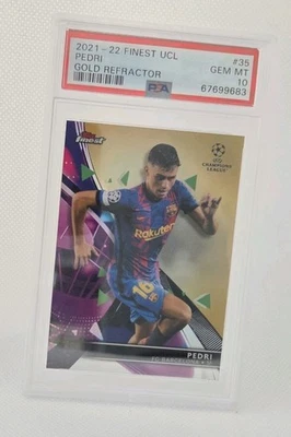 2021-22 Finest UCL #35 Pedri Gold Refractor /50 PSA 10 Gem Mint FC Barcelona - Image 1 of 4