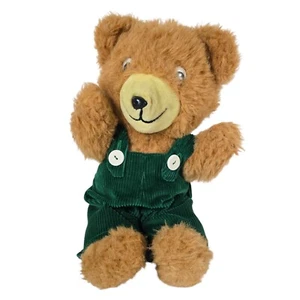Vintage Corduroy Bear Plush Stuffed Animal Teddy Googly Eyes Trudy Toys Green - Picture 1 of 9
