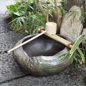 Tsukubai Giapponese giapponese giardino lavabo cerimonia del tè Shigaraki yaki ceramica - Foto 1 di 6