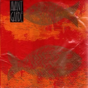 Avant Garde Creative Papers Red Orange Fish Napkins 20 Count - Picture 1 of 2