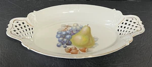 VTG SCHUMMER DRESDEN DISH RELISH DISH RETICULATED HANDPAINTED PORCELAIN 11 IN - Picture 1 of 20
