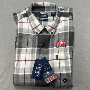 CHAPS Performance Mens Button Up Flannel Shirt Size Large Long Sleeve Plaid NWT - Picture 1 of 6