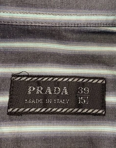 Prada Camicia Uomo Grigia Rigata Abito Fitted Slim Italia 39 15,5 - Foto 1 di 7