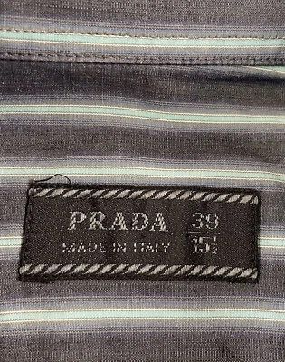 Camisa de vestir Prada gris a rayas ajustada para hombre Italia 39 15,5 Foto 1 de 4