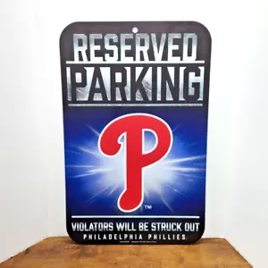 Philadelphia Phillies Plastic Reserved Parking Sign, Garage, Decor 10.75 X 16.5" - Picture 1 of 2