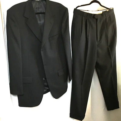 Jeffrey Banks Hombre 3 Botones Vestido Traje Color Negro Talla 42" L x 35" 100% Lana Foto 1 de 4