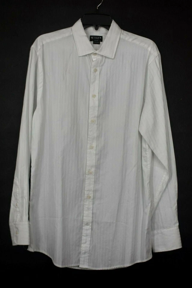 Tiger Of Sweden Mens Fridolf Extra Slim Fit Tonal Stripe Dress Shirt Cotton 16.5 - Image 1 of 4