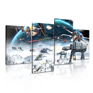 STAR WARS AT-AT Walker Battle 4pcs Stretched Canvas Wall Deco Art More Sizes - Picture 1 of 8