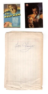 ORIGINAL LON CHANEY JR. FIRMA EL HOMBRE LOBO HIJO DE DRACULA COLECCIÓN ACKERMAN - Imagen 1 de 4