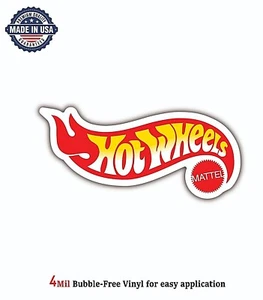 HOT WHEELS MATTEL LOGO VINYL DECAL STICKER CAR BUMPER GARAGE 4MIL BUBBLE FREE - Picture 1 of 2