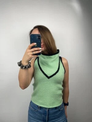 Pulôver feminino Diesel avant garde verde sem mangas suéter colete regata y2k - Imagem 1 de 4