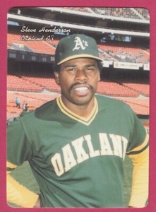 1986 Mothers Cookies # 20 Steve Henderson -- Oakland A's