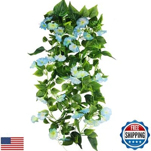 CISDUEO 2 Pcs Artificial Vines for Outdoors Silk Morning Glory Vines 15Feet H - Picture 1 of 5
