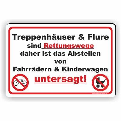 FASSBENDER-DRUCK SCHILDER Treppenhäuser und Flure sind Rettungswege und dürfen nicht zugestellt werden