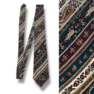 Corbata de Colección Liberty London 100% Seda Paisley Rayas Preppy Diseñador Clásico Foto 1 de 4