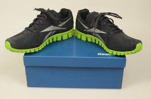 REEBOK Men's 8.5 running shoes sneakers black/gray/lime J83734 New In Box - Picture 1 of 5
