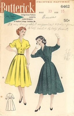 Butterick 6462 Tailored Dress w Cut-In-One Sleeves, Inverted Pleats Sz 15 JR CUT - Image 1 of 4