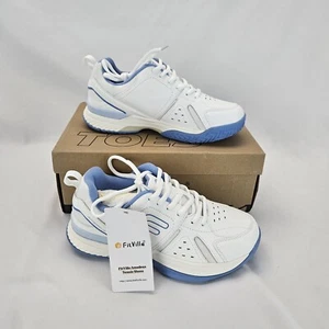 Wide Pickleball Shoes for Women Tennis Court Sneakers Size 8 Wide White Blue - Picture 1 of 17