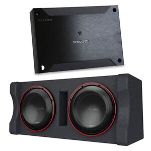 Kenwood P-XW1221DHP 2000W Dual 12" Subwoofer Enclosure w/ Mono Amplifier bundle