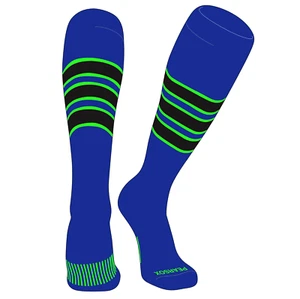 Striped OTC Baseball, Softball, Football Socks (C) Royal, Neon Green, Black - Picture 1 of 3