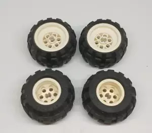 LEGO Technic : lot 2x Roue + Pneu 43.2 x 28 S - Réf 6580c01 blanc - Set 8032 - Imagen 1 de 1