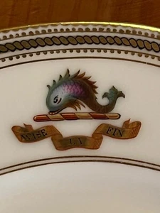 c.1860 Kennedy Clan Family Lerosy armorial dolphin crest coat of arms plate 9.75 - Picture 1 of 4