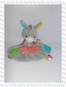 ⑥ - Doudou Semi Plat Cheval Ane Gris Bleu Jaune .....  Eveil Activités Minimi - Picture 1 of 1
