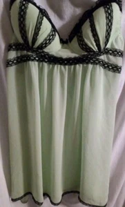 Ambrielle S Nightie Soft Bra Green & Black LACY Adjustable Straps Sexy LITE WEAR - Picture 1 of 7