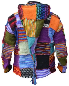 Chaqueta de punto boho hippie pixie hippie con capucha larga invierno boho tejida con burbujas de lana - Imagen 1 de 6