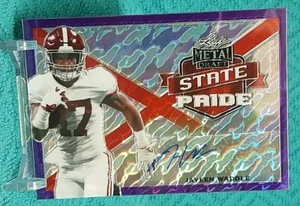 2021 Leaf Metal Draft Jaylen Waddle RC Auto Purple Marbles 15/30 Miami Dolphins - Picture 1 of 5