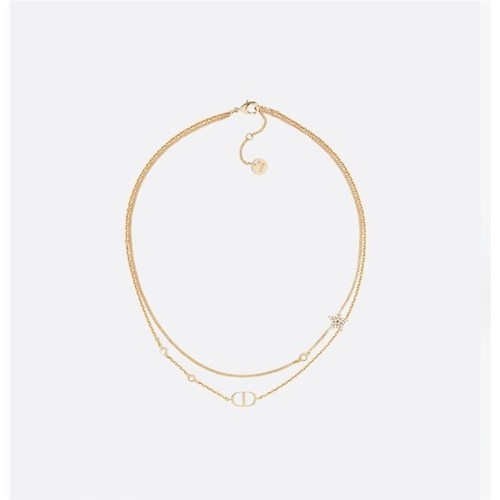 Collana doppia Dior Petit CD finitura oro metallo cristallo bianco 133105600