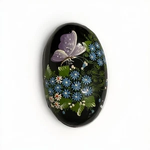 Handmade Lacquered Kashmir Papier Mache Pill Or Trinket Box, Immaculate - Picture 1 of 9