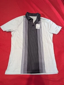 NEW Ben Sherman SPORT Golf Polo Shirt Short Sleeve Size Medium Vert Grey Stripe - Picture 1 of 8