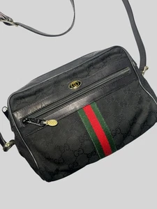 Borsa a tracolla Gucci GG Supreme Web linea Sherry tela nera 010 378 con sacchetto antipolvere - Foto 1 di 17